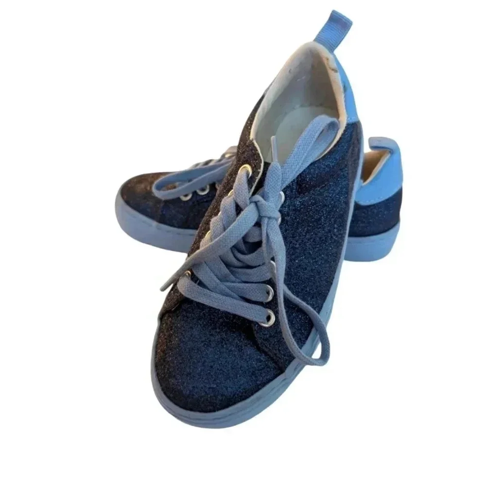 Old Navy Glitter Sparkle Girls Comfortable Sneakers Shoes Lace Up SZ 12 Blue